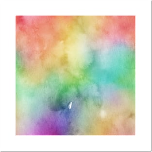 Bright Red Yellow Green Peach Pastel Rainbow Watercolor Ombre Shades Posters and Art